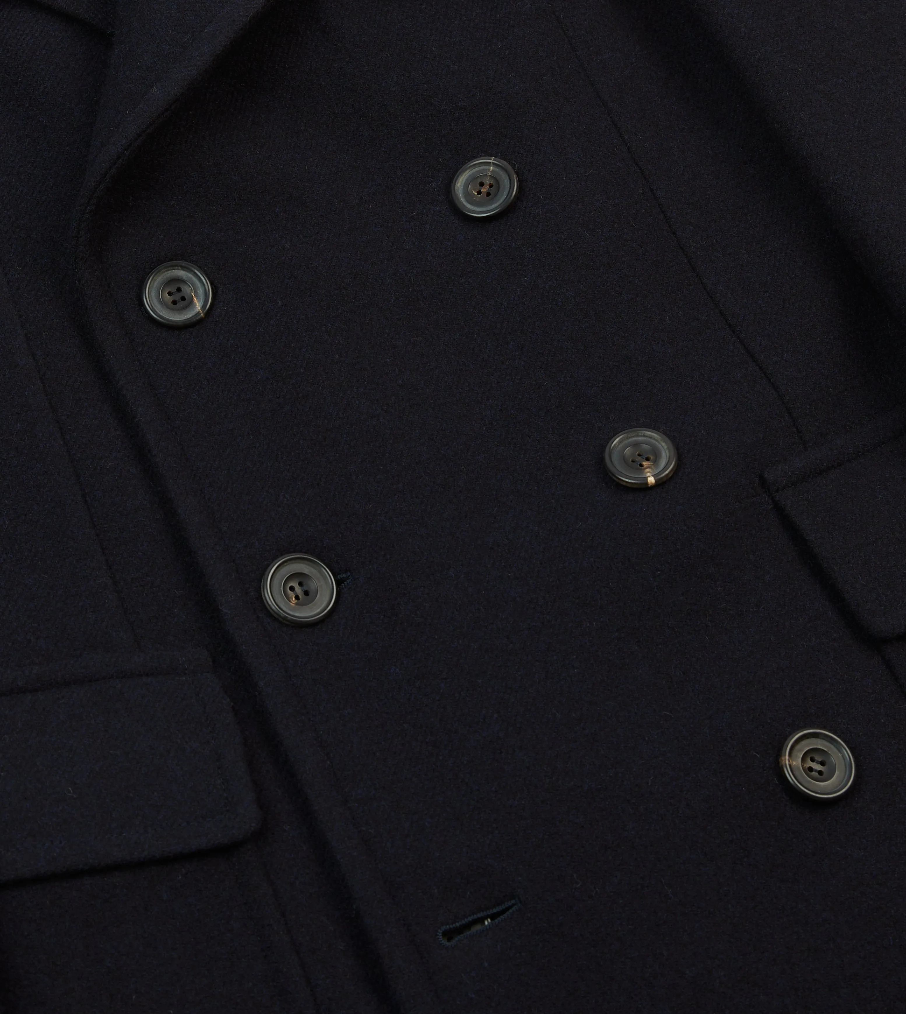 Navy Double-Breasted Wool Overcoat