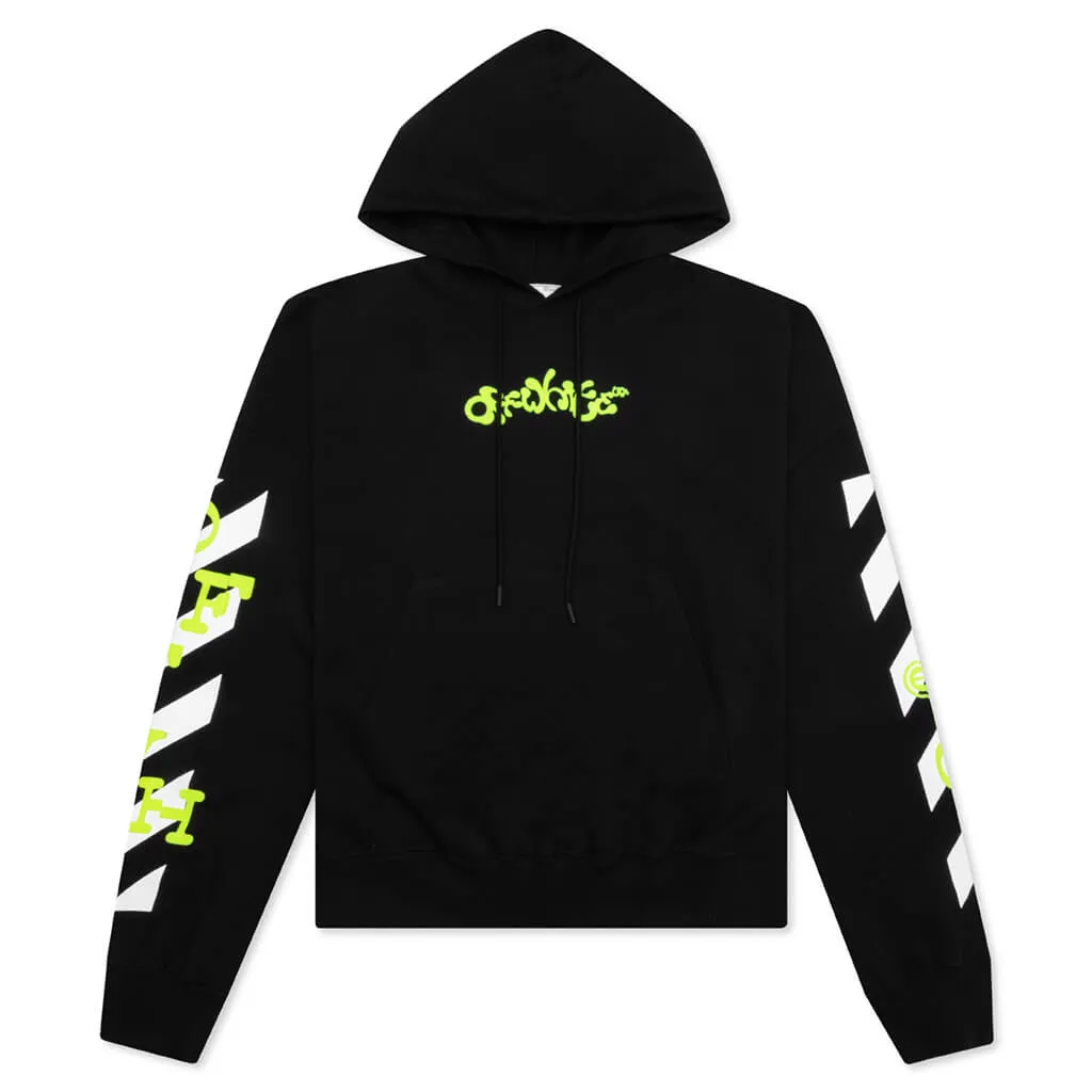 Opposite Arr Boxy Hoodie - Black/Lime