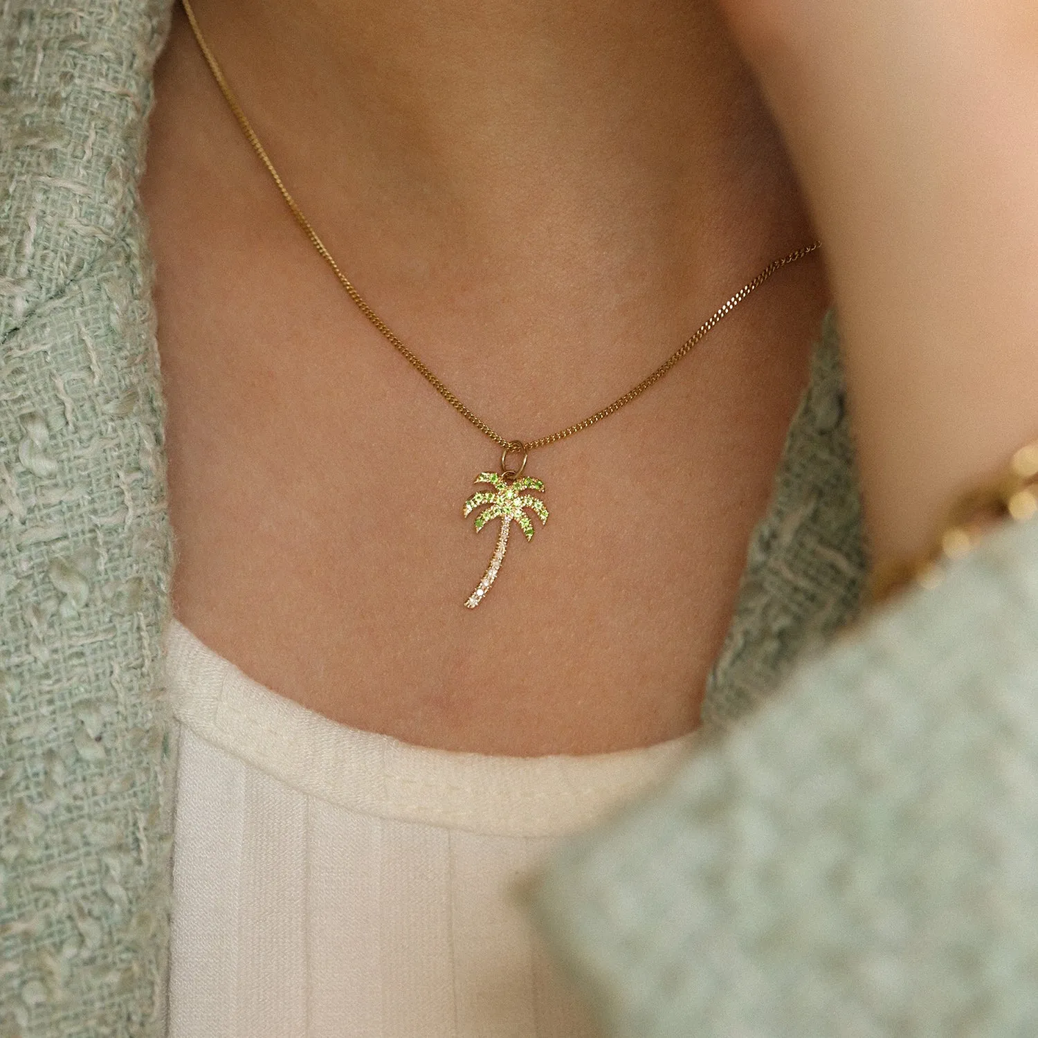 Palm Tree Pendant | Tsavorite & Diamond