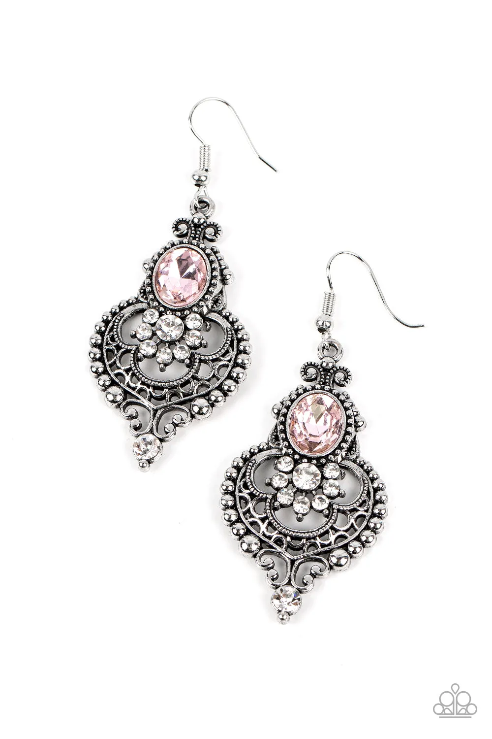 Paparazzi Castle Chateau Pink Earrings