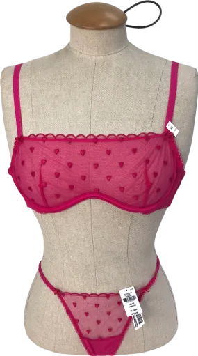 Pink Pink Wear Everywhere Heart Bra And Thong UK XS