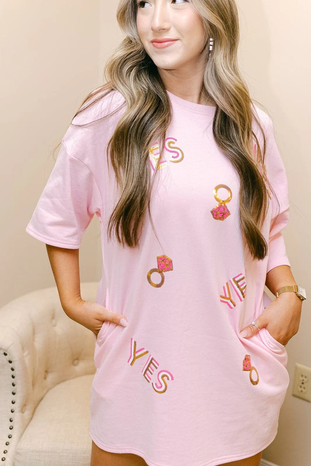 Pink YES Bride T-Shirt Dress