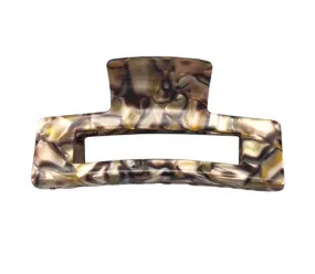 Premium Acetate Oversized Rectangular Hairclaw - Brown/Gold