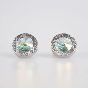 R70 Round AB Crystal Cufflinks