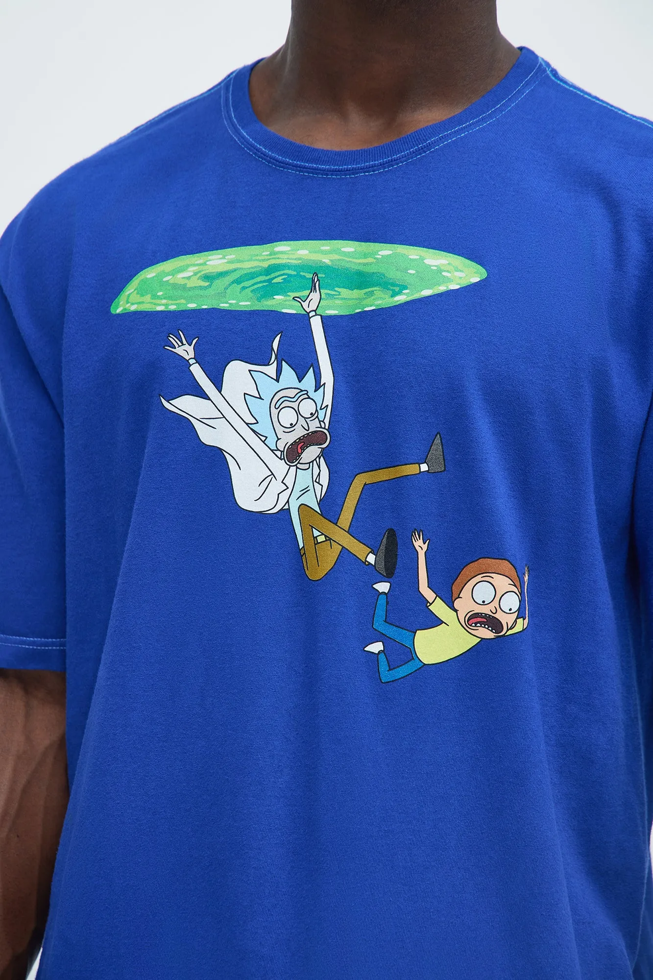 Rick And Morty Dropping In Short Sleeve Tee - Blue