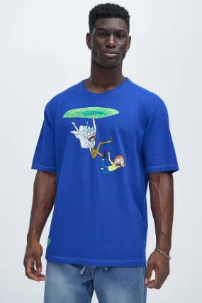 Rick And Morty Dropping In Short Sleeve Tee - Blue