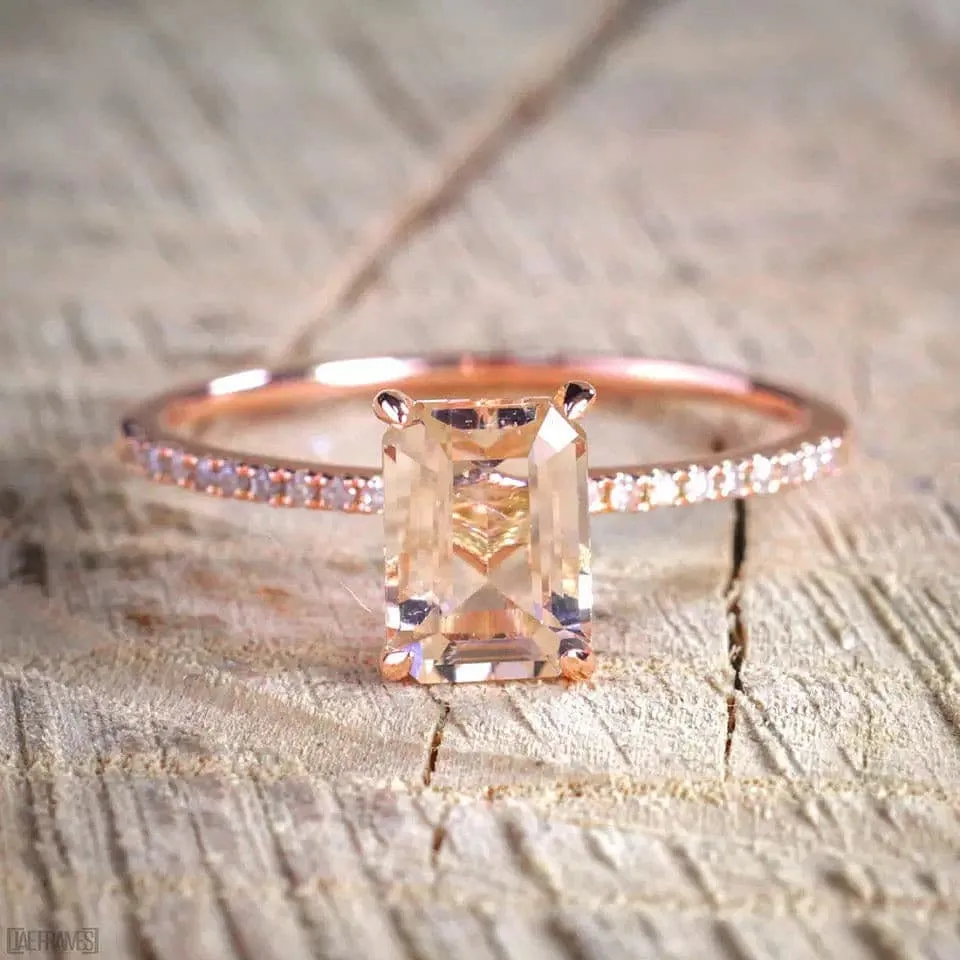 Rose Gold Princess Cut Ring Set