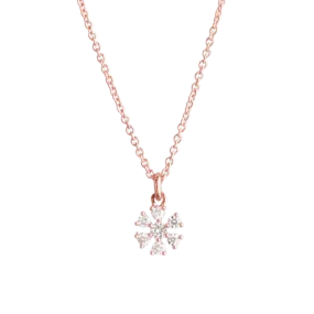 Rose Gold Prong Set Diamond Flower Necklace