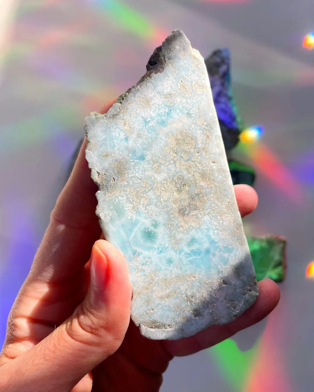 Rough Larimar 1 face Polished