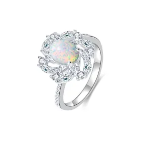 S925 Silver Simple Tapered Lace Opal Ring