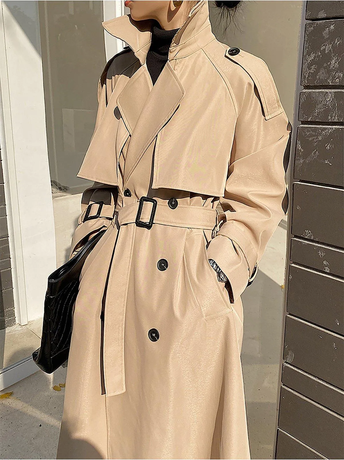 Sally Khaki Storm Flap Double Breasted Trench Coat