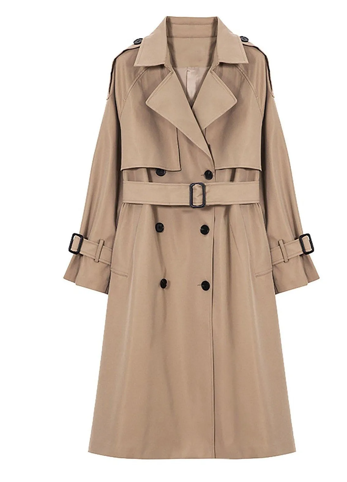 Sally Khaki Storm Flap Double Breasted Trench Coat