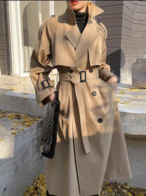 Sally Khaki Storm Flap Double Breasted Trench Coat