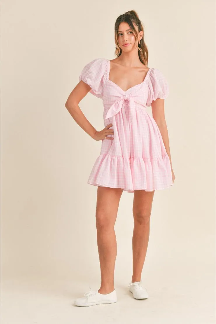 Sandy Pink Gingham Mini Sundress