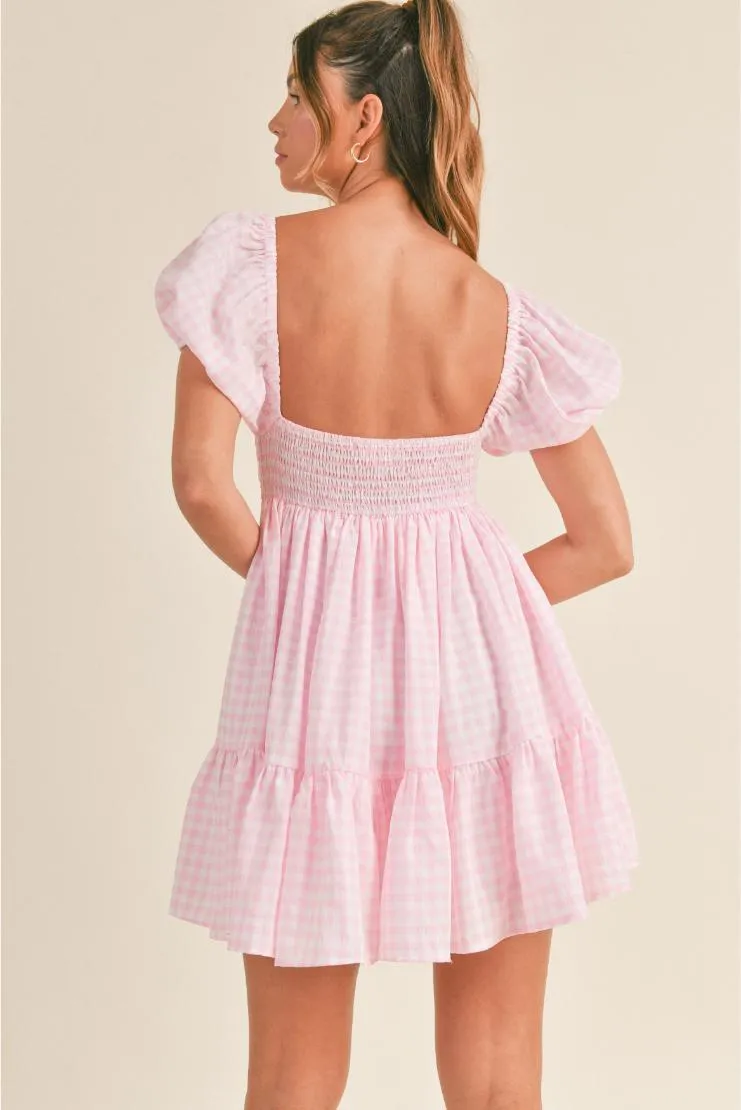 Sandy Pink Gingham Mini Sundress