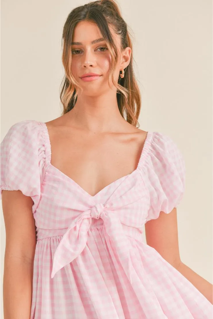 Sandy Pink Gingham Mini Sundress