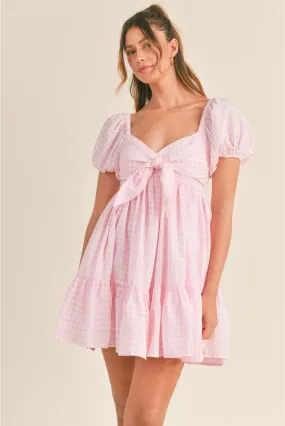 Sandy Pink Gingham Mini Sundress