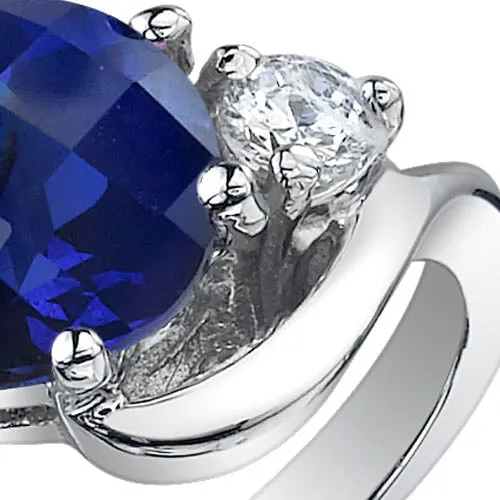 Sapphire Sterling Silver Ring 2.75 Carats Size 8