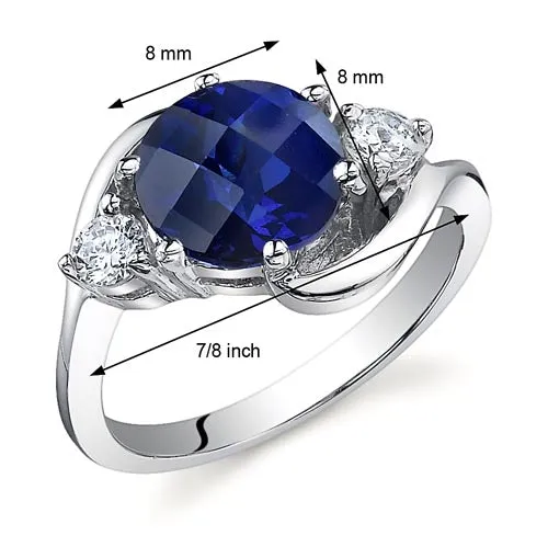 Sapphire Sterling Silver Ring 2.75 Carats Size 8