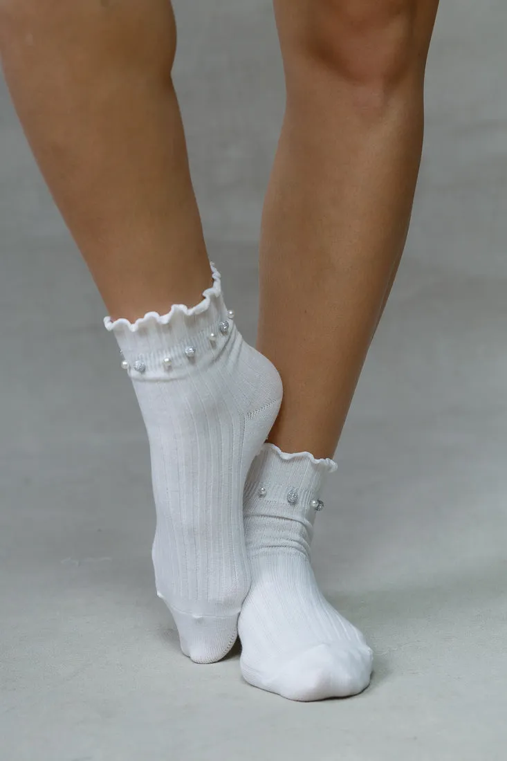 Short frill crystal ball socks