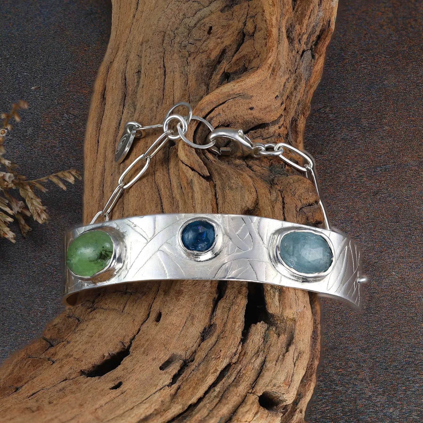 Silver Gemstone Wrist Band