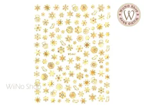 Snowman Snowflake Gold Holographic Adhesive Nail Art Sticker - 1 pc (WG441GH)