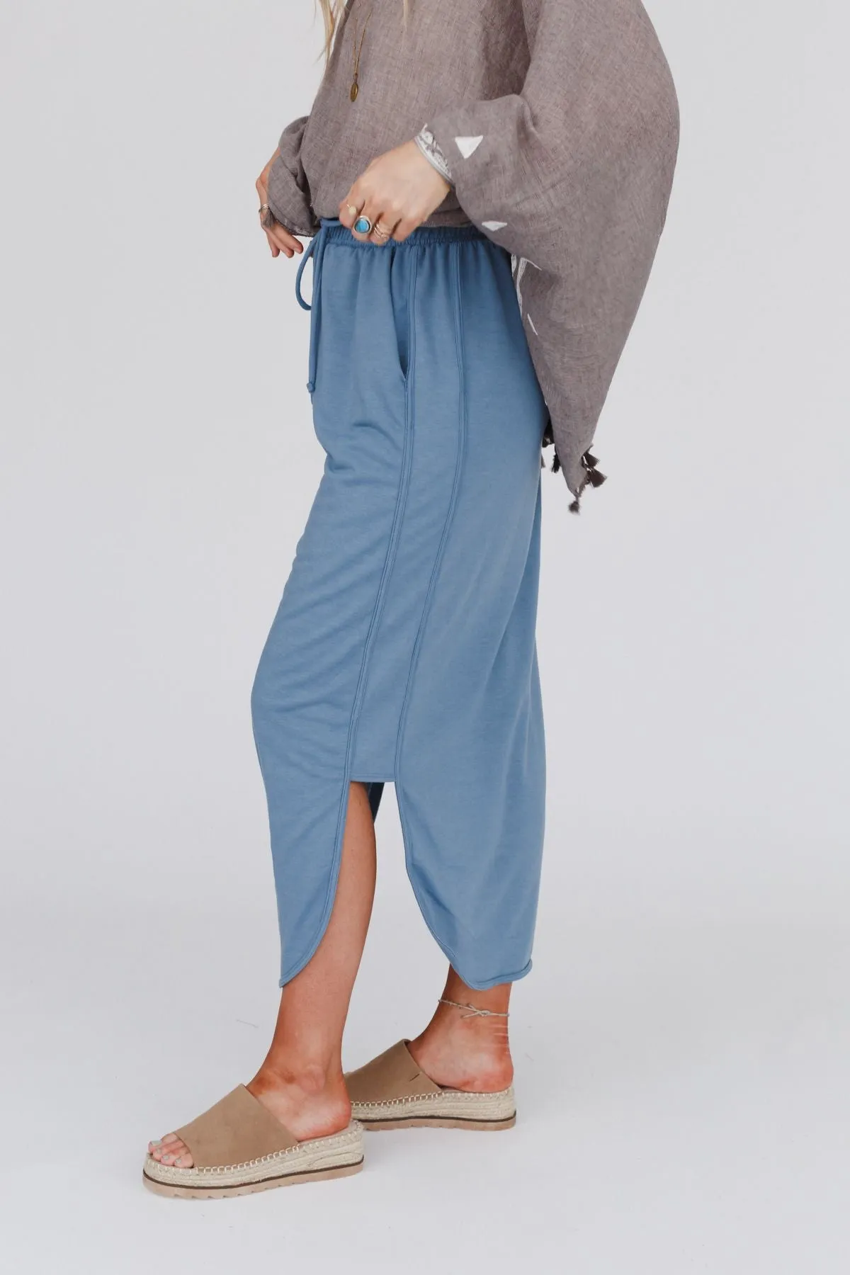 So Comfy Drawstring Maxi Skirt - Gunmetal