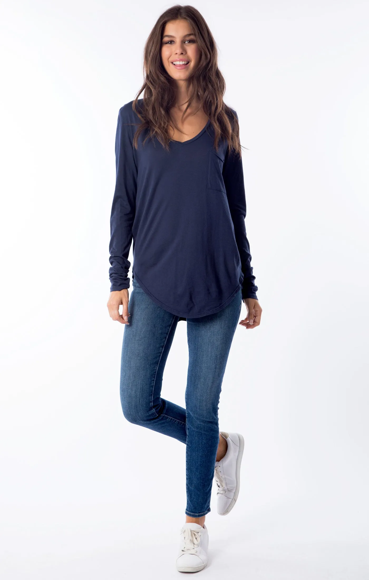 Sol Angeles Essential Long Sleeve Torque Tee Indigo