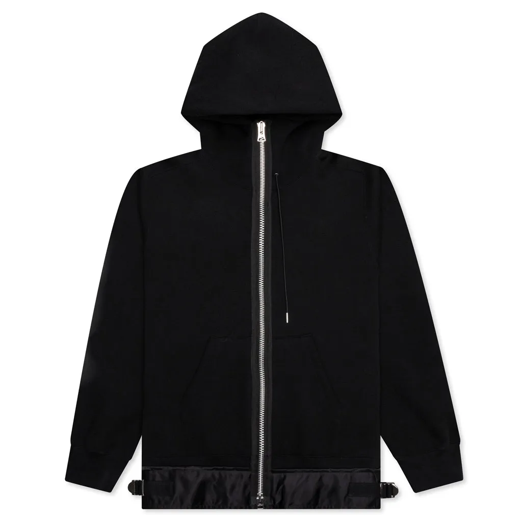 Sponge Sweat Nylon Twill Hoodie - Black