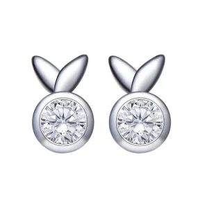 Sterling silver cute bunny crystals earring