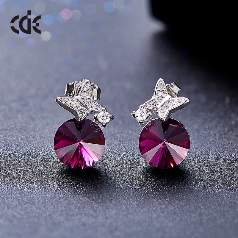 Sterling silver cute little butterflies burgundy set