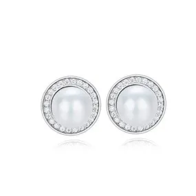 Sterling silver simple shiny pearl earring