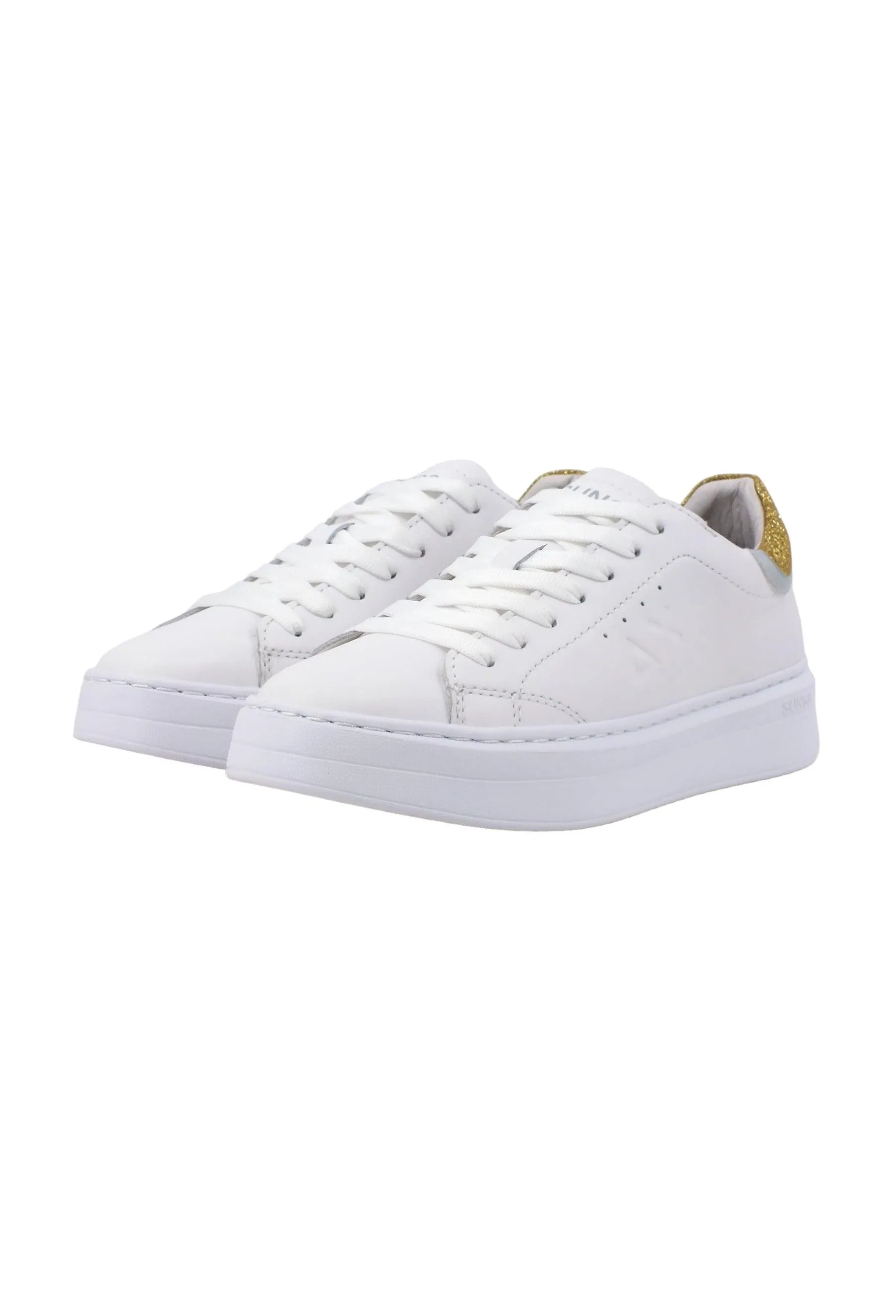 SUN68 Grace Leather Sneaker Donna Bianco Oro Z43225