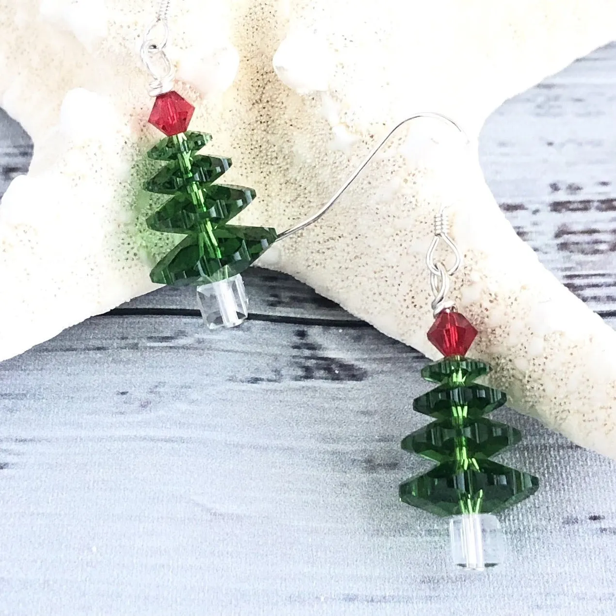 Swarovski Green Christmas Tree earrings