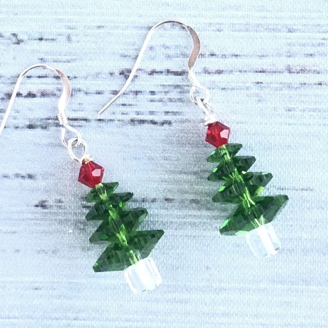 Swarovski Green Christmas Tree earrings