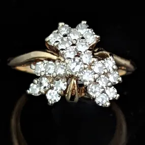 The Grasse - Estate Diamond Cluster 14k Gold Shamrock Ring