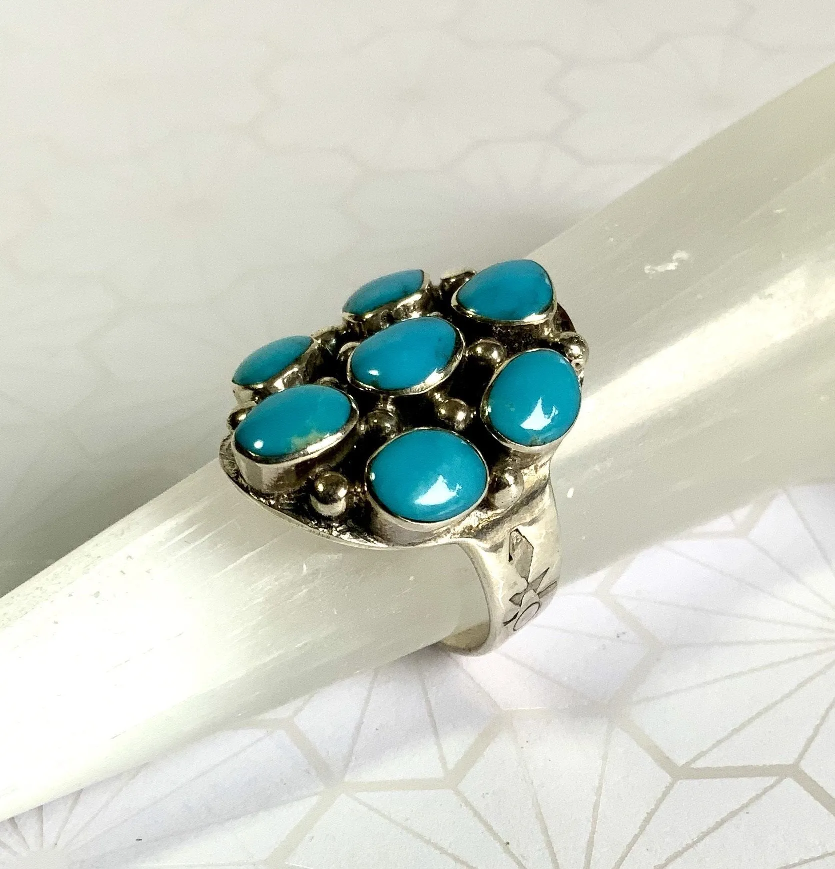 Turquoise Flower Inlay Ring