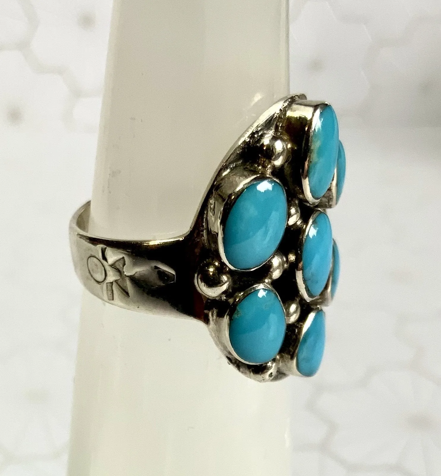 Turquoise Flower Inlay Ring