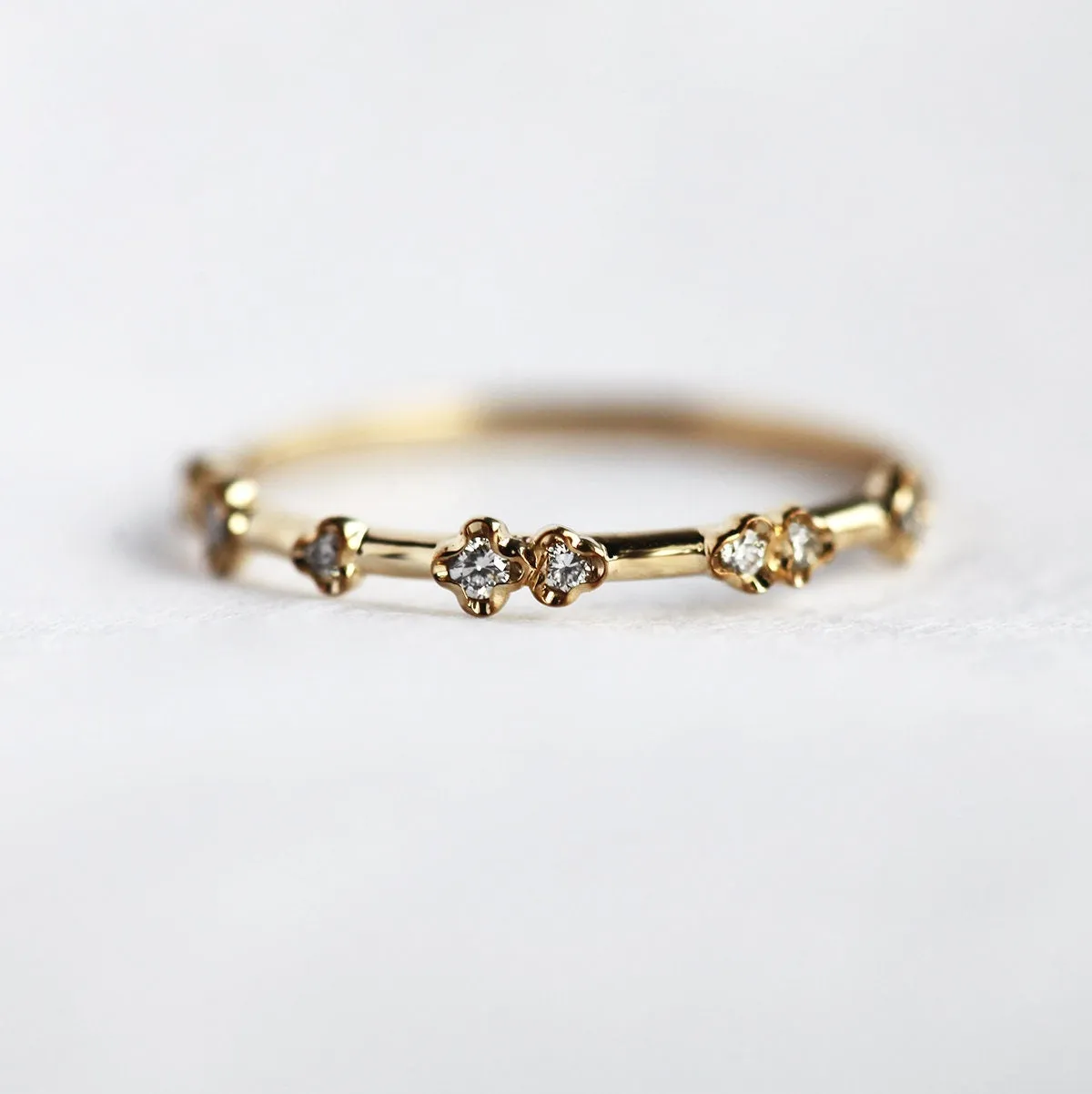 Unique Diamond Wedding Band, Diamond Wedding Band, 18K Yellow Gold Diamond Ring