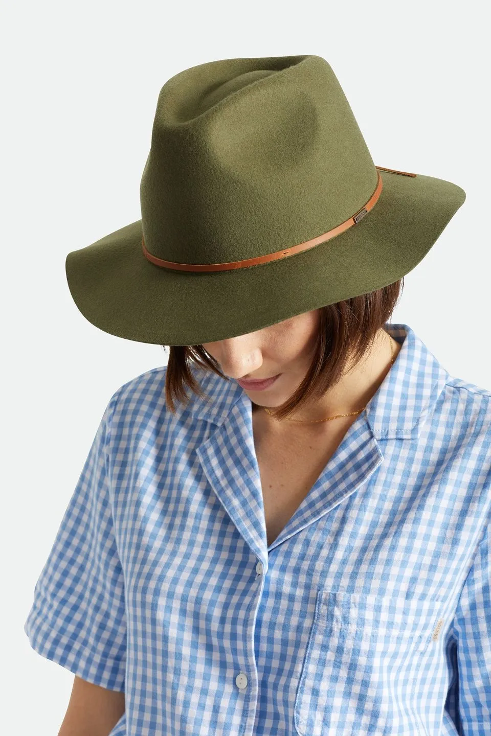 Wesley Fedora Military Olive Wool Felt Hat