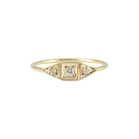 White Diamond Mini Deco Point Ring