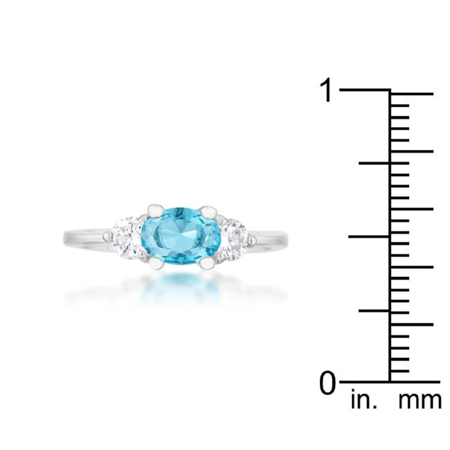 WildKlass 1.2ct Blue Topaz CZ Rhodium Plated Classic Oval Ring