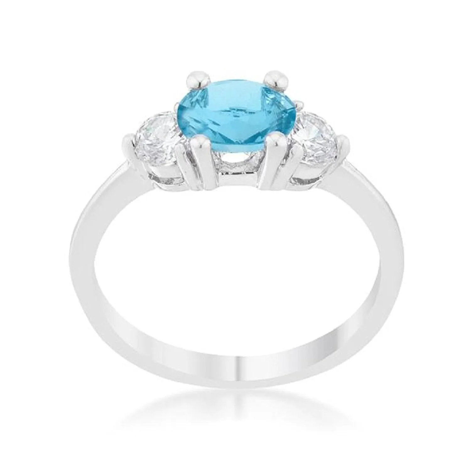 WildKlass 1.2ct Blue Topaz CZ Rhodium Plated Classic Oval Ring