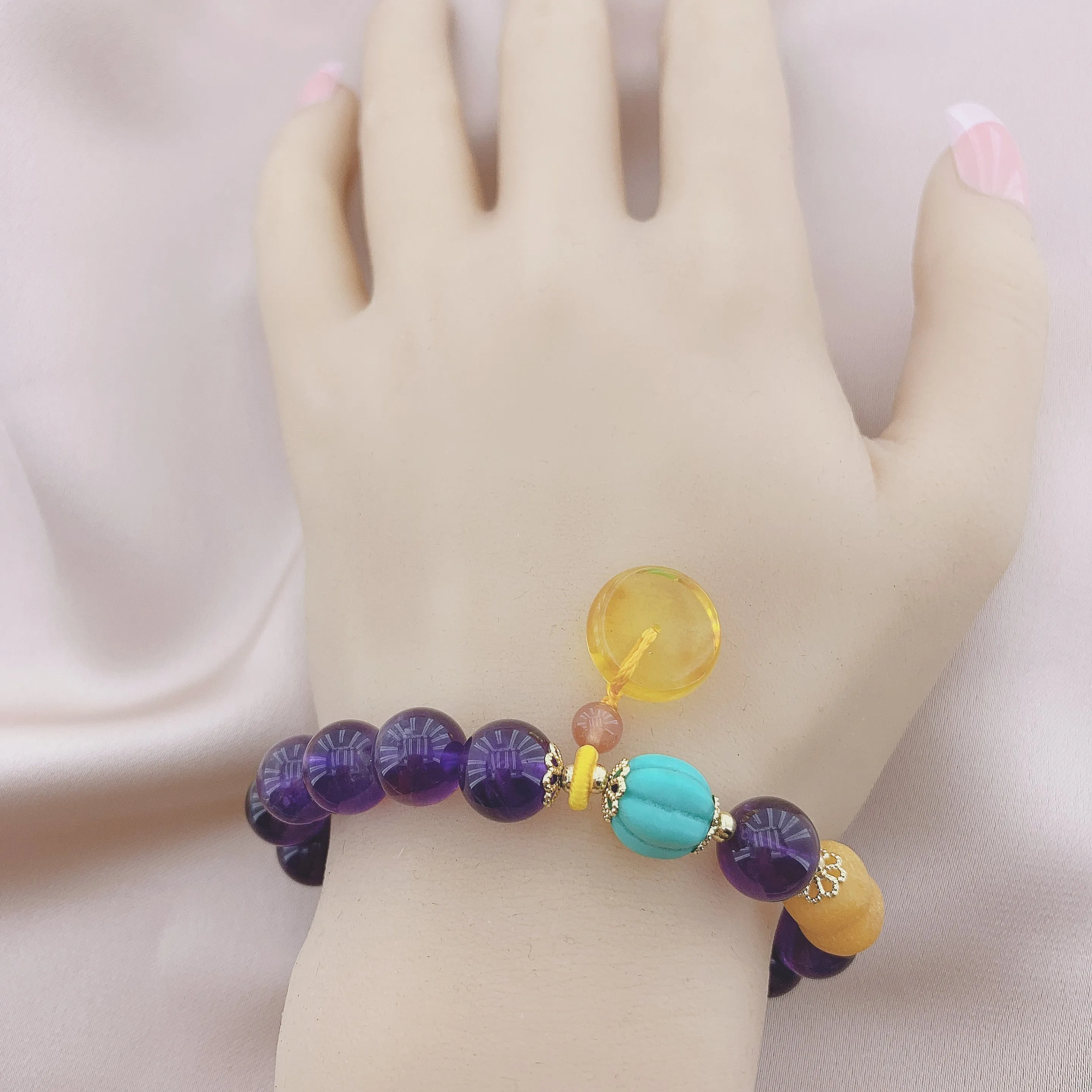 Women's Fashion Amethyst Beads Gemstone Bracelet