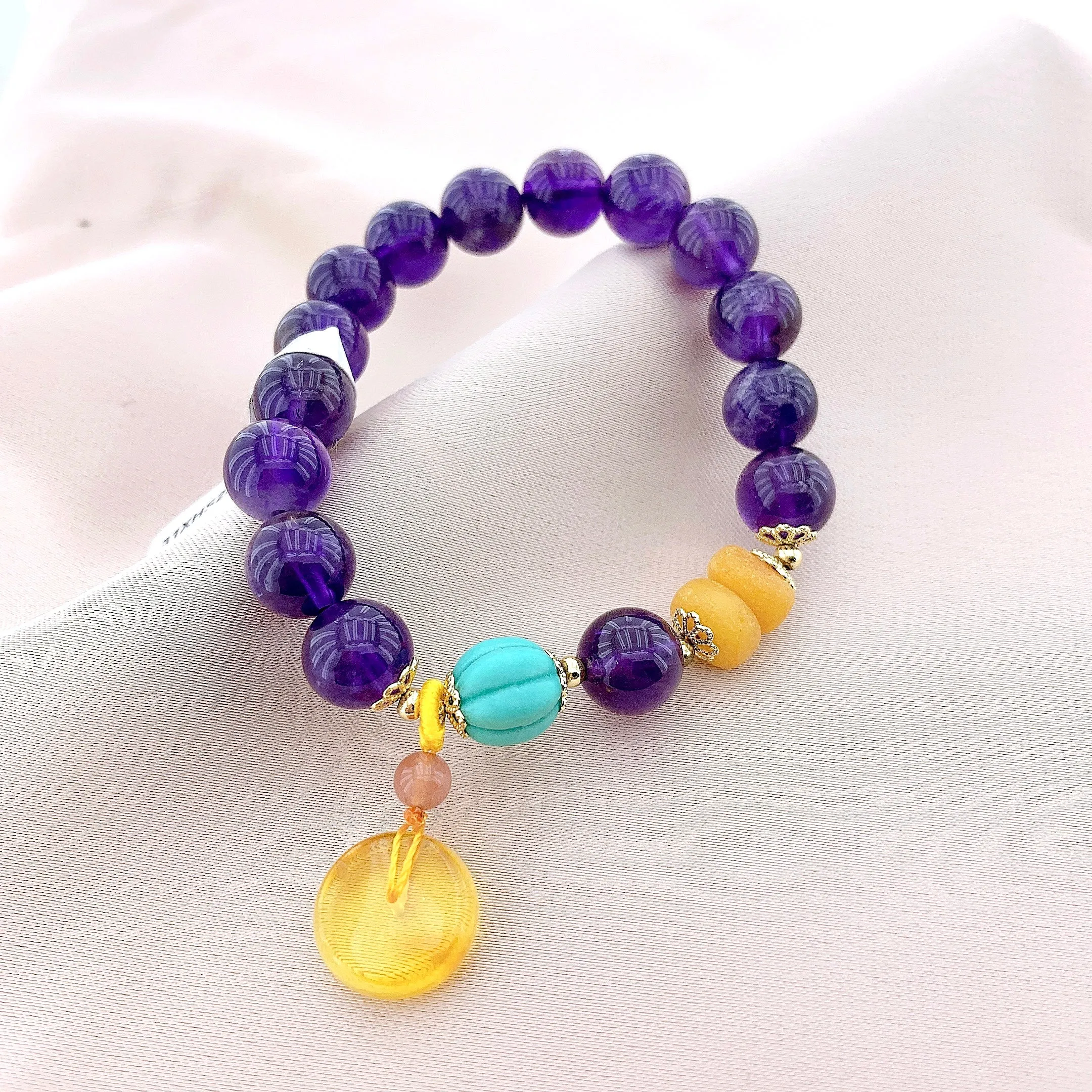 Women's Fashion Amethyst Beads Gemstone Bracelet